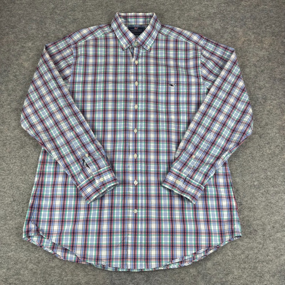 Vineyard Vines Slim Fit Tucker Shirt Long Sleeve Button Down Plaid Mens Large L